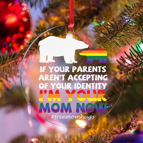Vista 17 de Adorno acrílico de Navidad con texto en inglés "I May Be Straight But I Don't Hate LGBT, decoración de árbol de Navidad, adorno gay para árbol