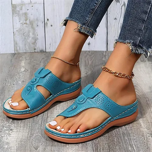 Vista 39 de Ladmiple Sandalias ortopédicas florales de moda 2023 con soporte de arco, zapatillas romanas casuales con puntera abierta