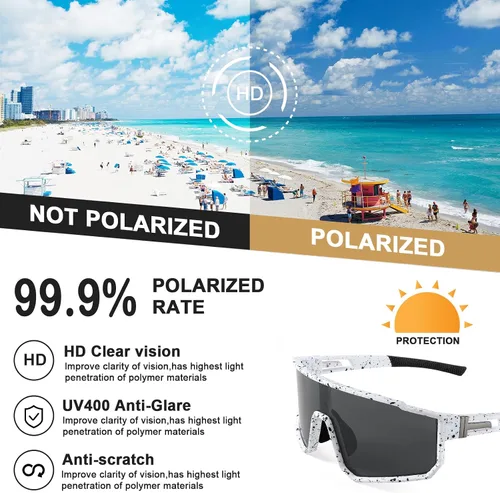 Vista 7 de Karsaer Visison - Gafas de sol polarizadas para ciclismo, equitación, deportes, hombres y mujeres, para Moutain Baseball MTB