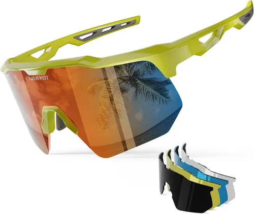 Vista 10 de HAAYOT Gafas de sol deportivas polarizadas para hombres y mujeres, jóvenes, béisbol, ciclismo, correr, softbol, ciclismo, 5 lentes