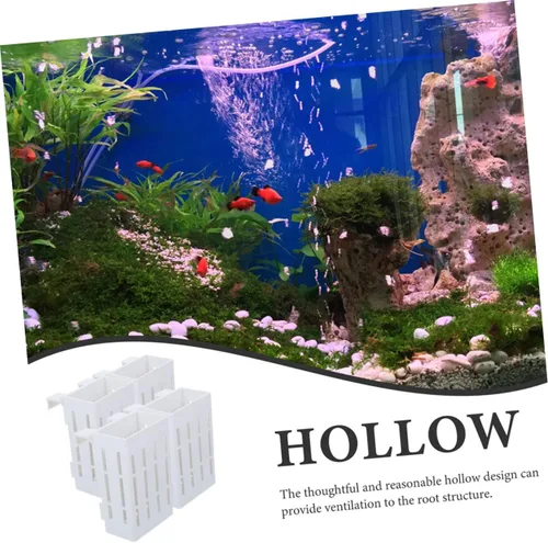 Vista 2 de FOMIYES Cesta colgante para plantas, 4 piezas, soporte para plantas de acuario, decoración de pecera, soporte para plantas de acuario con gancho