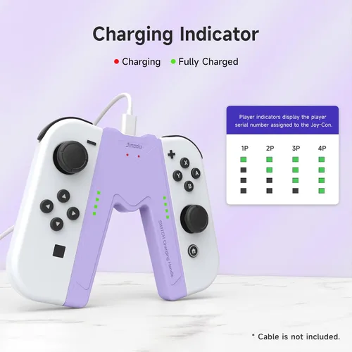 Vista 3 de JINGDU Switch Joy-Con - Empuñadura de carga compatible con Nintendo Switch estándar y modelo OLED, cargador de controlador Switch JoyCon con cable
