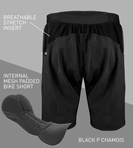 Vista 6 de Aero Tech USA MTB - Pantalones cortos acolchados para bicicleta de montaña para hombre