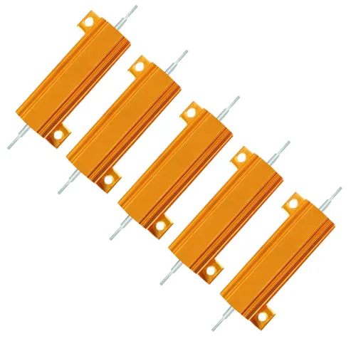Vista 10 de 5pcs 50W 1 OHM aluminio alojado alambre herido resistencia tono oro