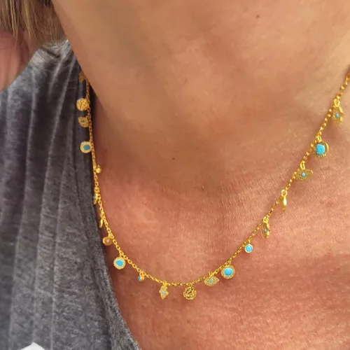 Vista 10 de Alef Bet by Paula Amulet Evil Eye and Hamsa Hand Necklace