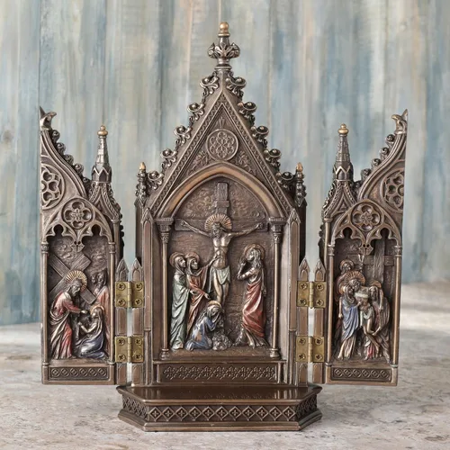 Vista 3 de Figura decorativa de calvario de 8.13 pulgadas, color bronce