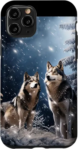 Vista 29 de Wolves Christmas Wolf Snowy Winter Forest Snowflakes Case para iPhone 16