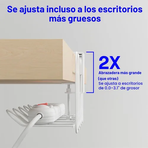 Vista 4 de CarryUp - Bandeja para cables debajo del escritorio para dormitorio, color Crema