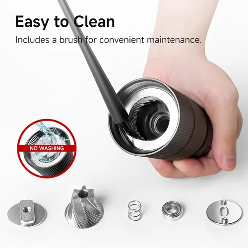 Vista 6 de HiBREW G4B - Molinillo de café manual con esfera ajustable externa, molino de rebabas cónicas de aluminio, ajustes numéricos y estuche de viaje