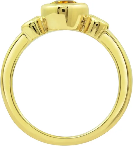 Vista 2 de Tienda Collection Gold Plated Sterling Silver Round-Shaped Amethyst and Infinite Elements Cubic Zirconia Textured Finish Ring
