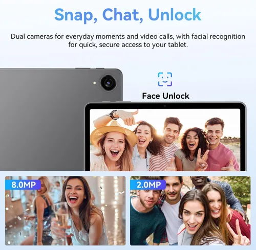 Vista 7 de ECOPAD Tablet Android 15, tabletas de 10.1 pulgadas con procesador Octa-Core, pantalla HD IPS, 12 GB de RAM+128 GB de ROM, compatible con expansión