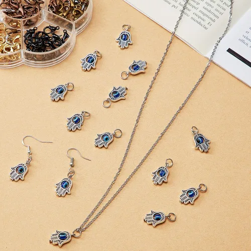 Vista 4 de 50 dijes de mano de Hamsa, dije de mal de ojo de Hamsa, símbolo de Fátima, cuentas de mano, dijes para mujer, joyería, decoración de bricolaje