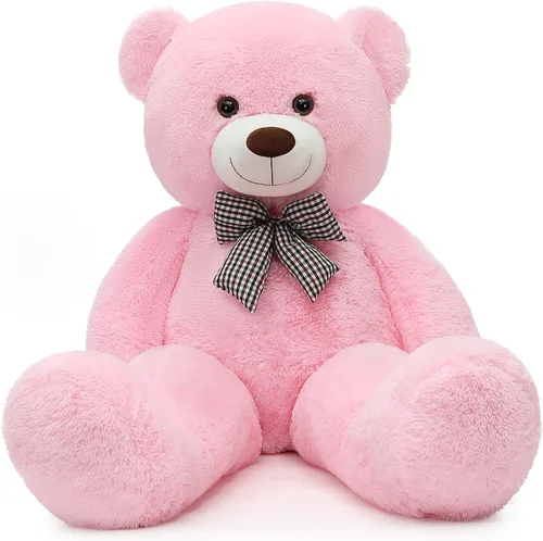Vista 22 de MorisMos Oso de peluche gigante con corbata de 4 pies, 47 pulgadas, oso de peluche grande clásico, regalo para novia novio en cumpleaños, azul