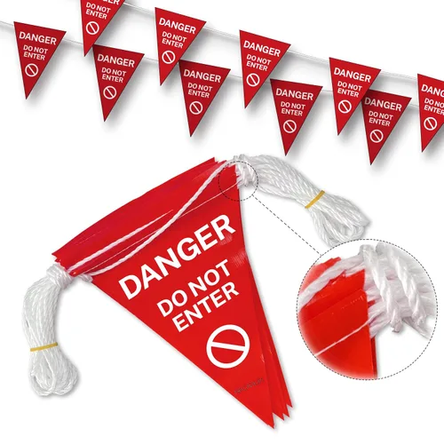 Vista 7 de Bandera de banderín con texto en inglés "No Parking", naranja fluorescente, ideal para estacionamientos y áreas al aire libre 【37 pies】