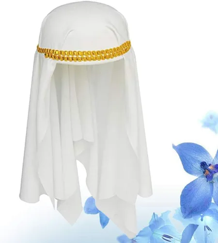 Vista 2 de Sombrero árabe para adulto, sombrero de príncipe árabe del desierto, sombrero de Oriente Medio, sombrero envolvente de Halloween, cosplay, tocado