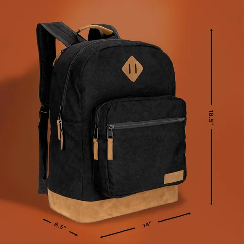 Vista 3 de Wrangler Yellowstone Mochila resistente al agua para viajes, mochila casual para portátil o cuaderno, negro cuerda, Mediana, Mochilas Daypack