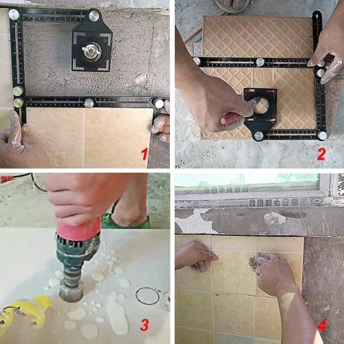 Vista 3 de Herramienta de medición de ángulo de aleación de aluminio de seis caras, herramienta de diseño de regla de medición de metal completo para manitas
