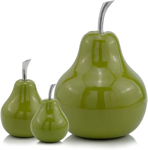 Vista 4 de Modern Day Accents SM Green Pequeño Peral Verde, Pera, Fruta, Mesa, Transicional, Acentos, Decoración, Escritorio, Tallo Plateado, Aluminio, 4