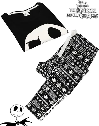 Vista 5 de Disney The Nightmare Before Christmas Pijamas para mujer Skellington, camiseta y pantalones, ropa de dormir para damas