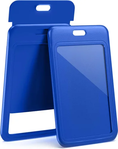 Vista 11 de JINEASY ID Paquete de 2 portadores de credenciales de plástico duro verticales para tarjetas de trabajo y tarjetas de acceso, uso intensivo, negro