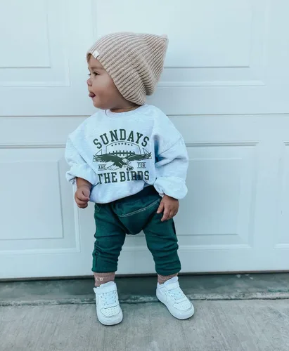 Vista 2 de Gueuusu Toddler Boy Girl Football Outfits Sundays Are for the Bird Eagle Sweatshirts Top Pants Set 2Pcs Game Day Clothes