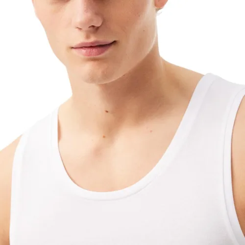 Vista 5 de Lacoste Camiseta sin mangas para hombre, 100% algodón, ajuste regular, cuello redondo, paquete de 3