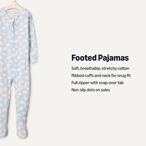 Vista 2 de Tienda Essentials x Sofia Grainge - Pijama unisex de algodón con pies para niños pequeños y bebés, paquete de 2