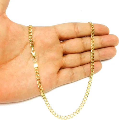 Vista 4 de Jewelry Affairs 14K Yellow Gold Filled Solid Curb Chain Necklace, 3.6mm