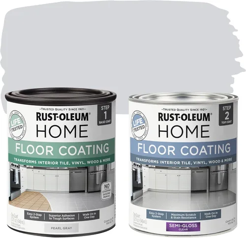 Vista 12 de Rust-Oleum 367592 - Kit de revestimiento de suelo para interiores del hogar, gris envejecido mate