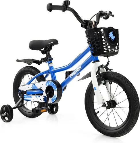Vista 16 de COSTWAY Bicicleta para niños, 12, 14, 16, 18 pulgadas, para niños y niñas de 3 a 8 años, bicicleta para niños con ruedas de entrenamiento