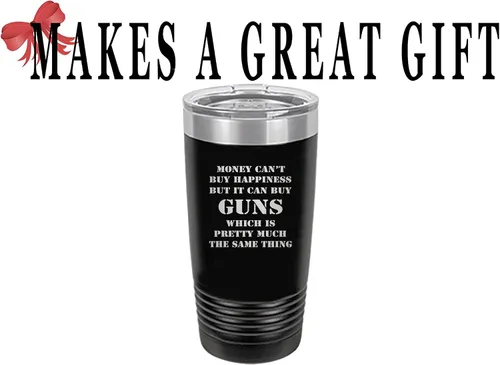 Vista 4 de Rogue River Tactical Taza divertida de caza de 20 onzas, taza de viaje con pistola de felicidad, con tapa de acero inoxidable, regalo para papá
