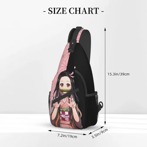 Vista 2 de Aolazw Mochila de anime Nezukos unisex cruzada mochila manga solo hombro bolsa pecho bolsa Cosplay Daypack, N1, Mochilas Sling