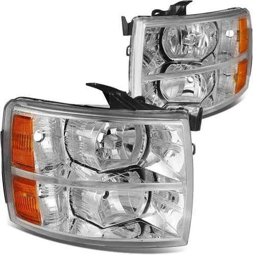 Vista 12 de DNA MOTORING HL-HPL-CSIL07-G2-CH-AM - Faro delantero de doble proyector LED DRL compatible con Chevy Silverado 2007-2014, cromo/ámbar