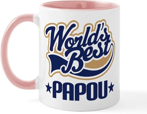 Vista 34 de CafePress Papou (Worlds Best) Taza de café de cerámica (11 oz (11.0 fl oz)