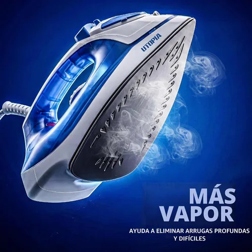 Vista 2 de Utopia Home Plancha de vapor para ropa con suela antiadherente, plancha de ropa de 1200 W con control de termostato ajustable, protección