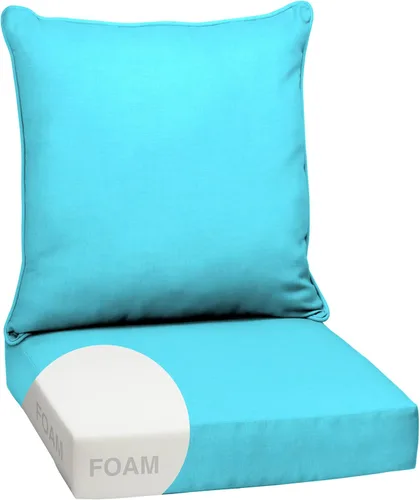Vista 36 de Arden - Juego de cojines de asiento profundo para exteriores, espuma, 24x24, aguamarina
