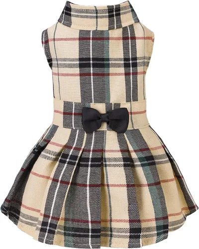 Vista 25 de PUPTECK Vestido estampado para perro, ropa para mascotas para el 4 de julio con lindo corbatín para cachorros, bandera, XS Estilo americano