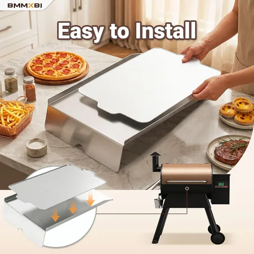 Vista 5 de Kit de bandeja de goteo, deflector de calor y forros de bandeja de grasa para parrillas de pellets Traeger Pro 22 Series, reemplazo de bandeja