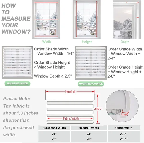 Vista 5 de MiLin Persianas sin cordones estilo cebra para ventana, persianas y persianas de doble capa, corte personalizado a la medida, con control de luz