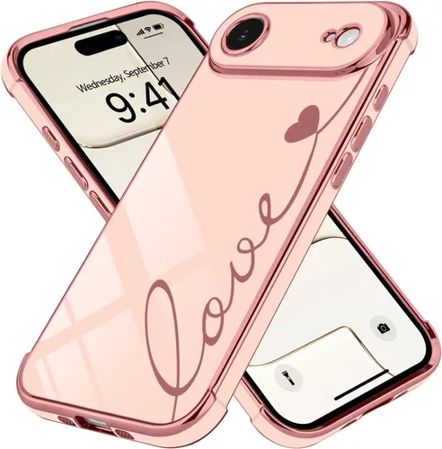 Vista 33 de LCHULLE Funda compatible con iPhone 12 para mujeres y niñas, bonito diseño de corazón de amor con enchapado de lujo, cubierta de TPU suave a prueba