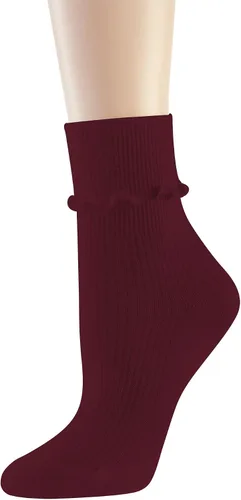 Vista 2 de DOOVID Calcetines de algodón con volantes para mujer, calcetines casuales holgados para mujer