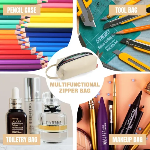 Vista 7 de Fmeida Estuche para lápices estético, bolsa de lápices de gran capacidad, estuche portátil para bolígrafos, oficina, papelería, bolsa de maquillaje