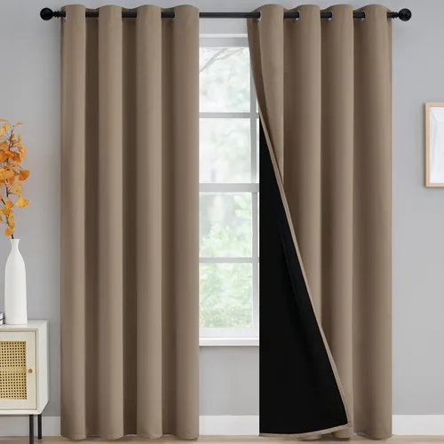 Vista 69 de Yakamok Cortinas negras, cortinas de ventana con aislamiento térmico y eficiencia energética para dormitorio, cortinas opacas completas y cortinas