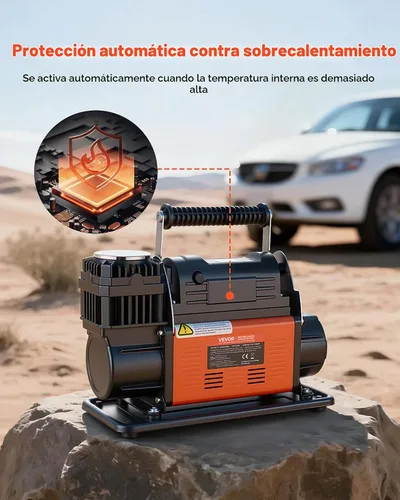 Vista 5 de VEVOR Compresor de aire de 12V de servicio pesado, inflador de neumáticos portátil con parada automática y pantalla LCD digital, bomba de aire todo