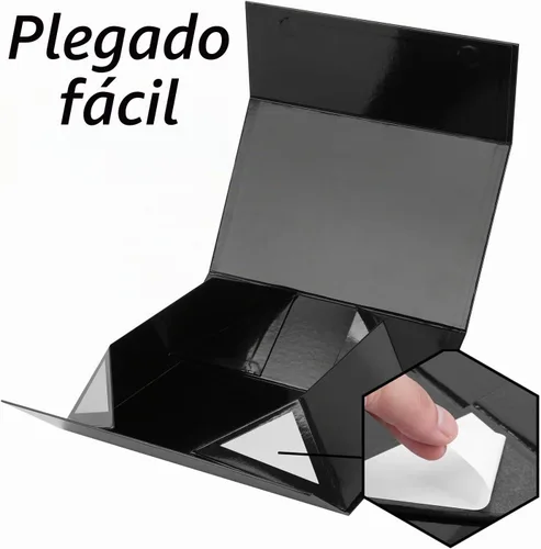Vista 3 de Caja de regalo negra extragrande de 19 x 16 x 6 pulgadas, enorme caja rectangular plegable con tapa cierre magnético para propuesta de padrino