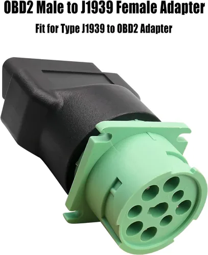 Vista 2 de OBD2 macho a verde J1939 adaptador hembra 9pin a 16pin