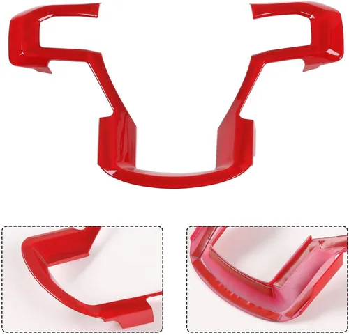 Vista 5 de JeCar embellecedor biselado para volante, accesorio interior decorativo para Ford F150 2015, 2016, 2017, Rojo