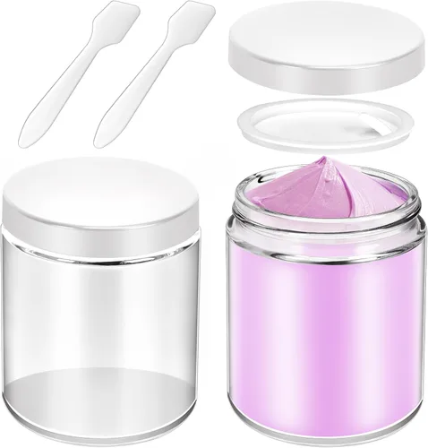 Vista 17 de 6 Pack de tarros de vidrio ámbar de 1 oz con tapas, tarros pequeños de vidrio de 1 onza con tapas y forros interiores, tarros redondos transparentes