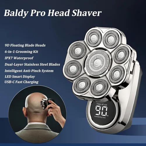 Vista 2 de Bawldy Pro - Afeitadora de cabeza con flotación 9D, IPX7 impermeable