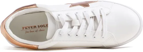Vista 4 de FEVERSOLE Tenis de cuero sintético con cordones coloridos para mujer